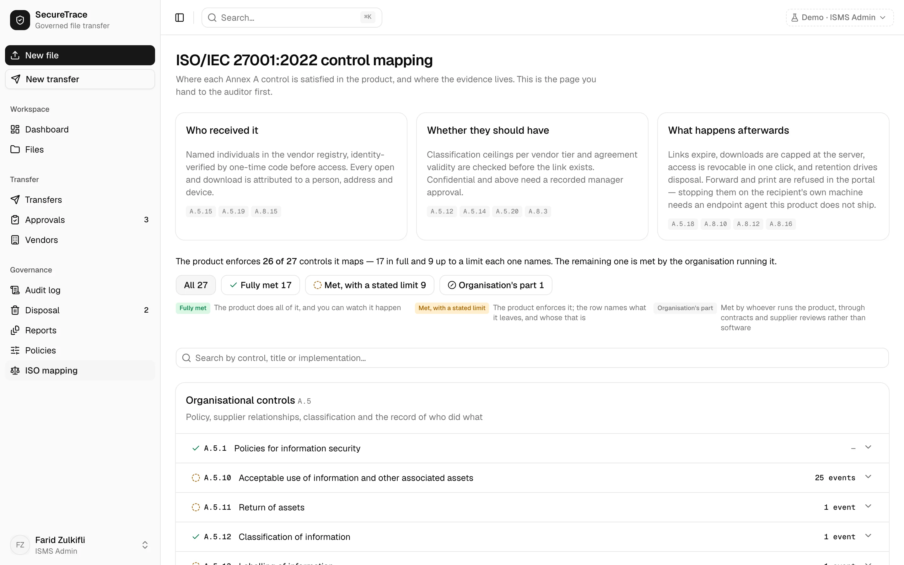 ISO/IEC 27001:2022 control mapping